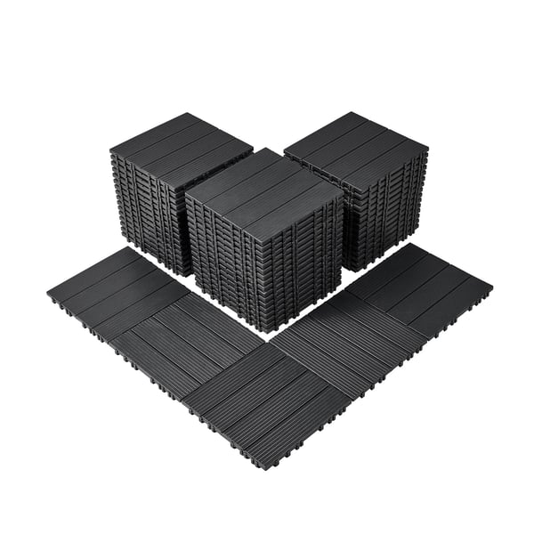 Trallplattor, Klicksystem Plast 30x30x2 cm, Mörkgrå, Utomhusgolv