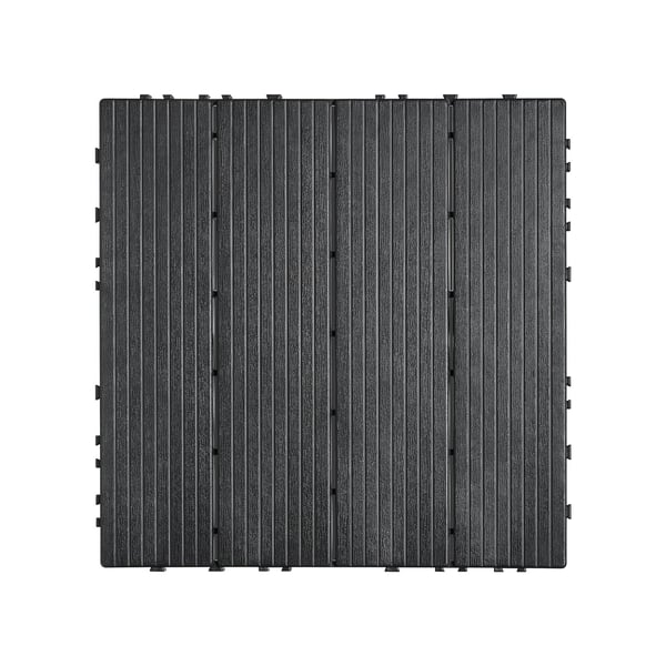 Trallplattor, Klicksystem Plast 30x30x2 cm, Mörkgrå, Utomhusgolv