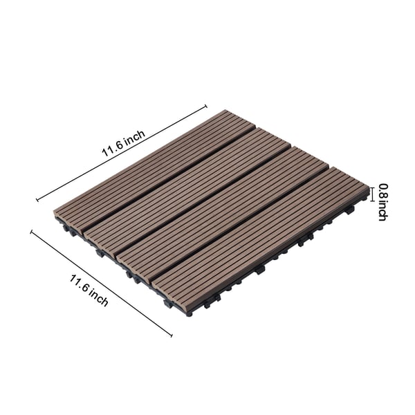 Terassilaatat, 10 kpl, 30x30x2 cm, ruskea, muovipuinen ulkolattia