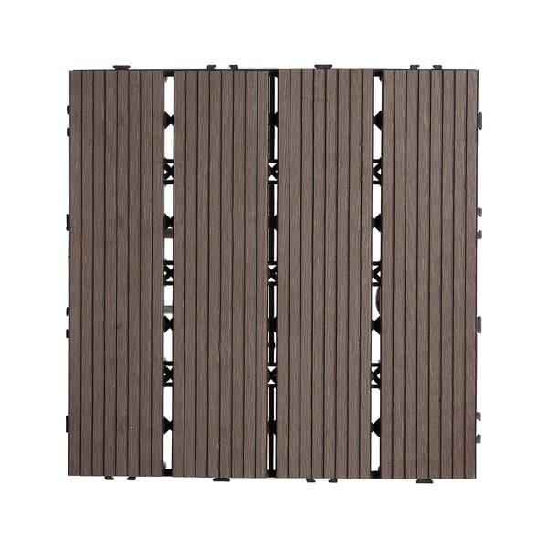 Terassilaatat, 10 kpl, 30x30x2 cm, ruskea, muovipuinen ulkolattia