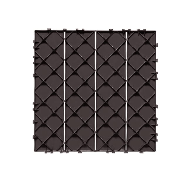 Dækfliser, 10-pak, 30x30x2 cm, mørkebrun, plast udendørs gulv