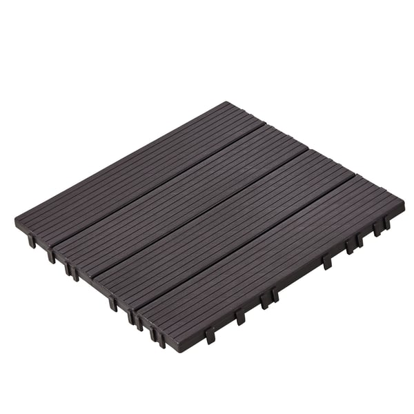 Dækfliser, 10-pak, 30x30x2 cm, mørkebrun, plast udendørs gulv