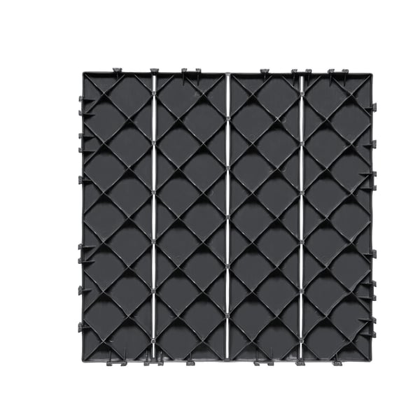 Dækfliser, Sammenlåsende plast 30x30x2 cm, Mørkegrå, Udendørs gulv