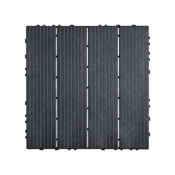 Dækfliser, Sammenlåsende plast 30x30x2 cm, Mørkegrå, Udendørs gulv