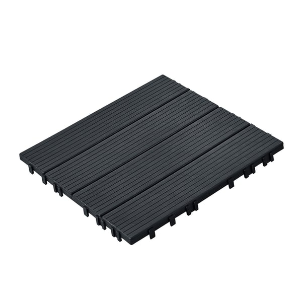 Dækfliser, Sammenlåsende plast 30x30x2 cm, Mørkegrå, Udendørs gulv