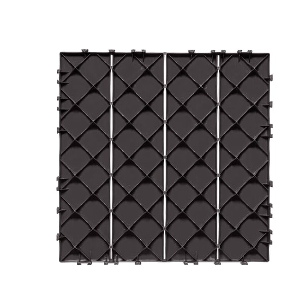 Terassilaatat, Lukittuvat muoviset 30x30x2 cm, Tummanruskea, Ulkolattia