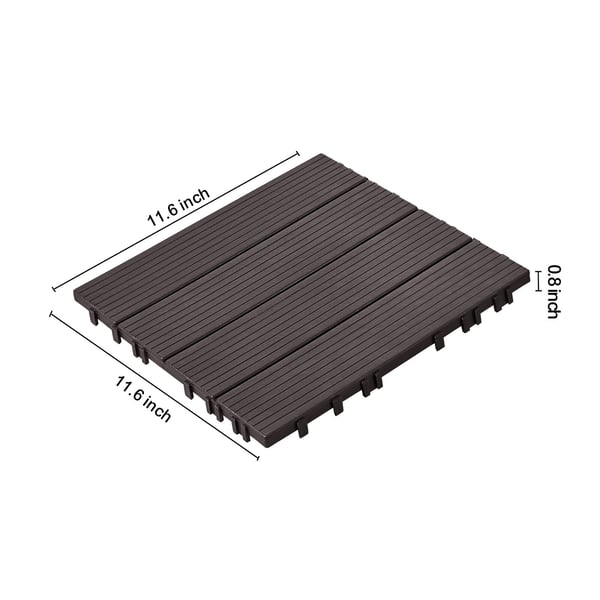 Terassilaatat, Lukittuvat muoviset 30x30x2 cm, Tummanruskea, Ulkolattia