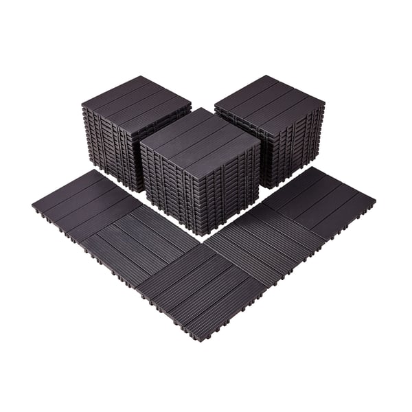 Terassilaatat, Lukittuvat muoviset 30x30x2 cm, Tummanruskea, Ulkolattia