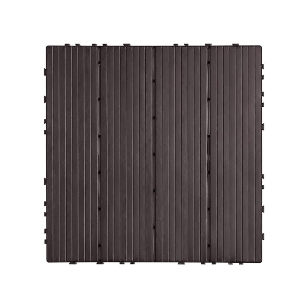 Terassilaatat, Lukittuvat muoviset 30x30x2 cm, Tummanruskea, Ulkolattia