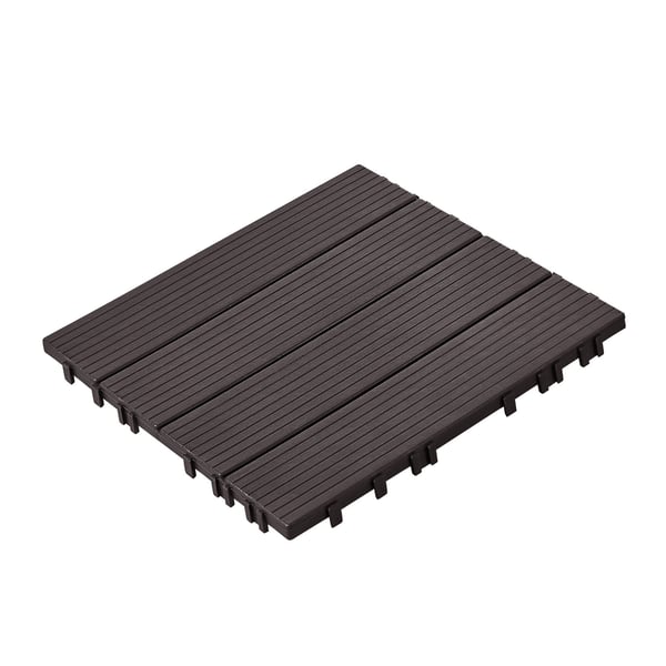 Terassilaatat, Lukittuvat muoviset 30x30x2 cm, Tummanruskea, Ulkolattia