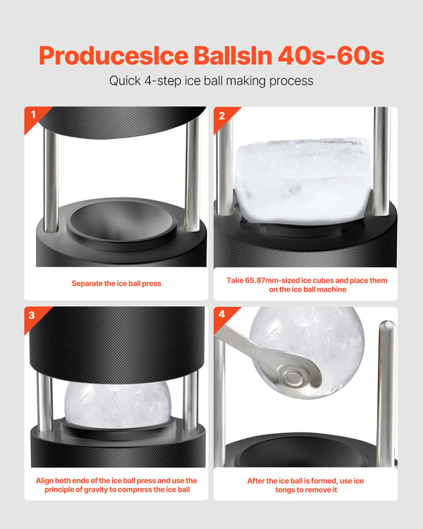 Isbollpresskit, 6 cm, Svart, Aluminium