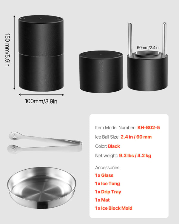 Isbollpresskit, 6 cm, Svart, Aluminium