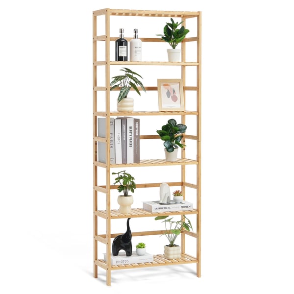 Bogreol, 6-lags bambusreol, 60x26x161 cm, Natur, Bambus