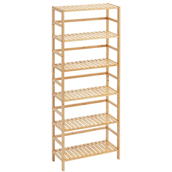 Bogreol, 6-lags bambusreol, 60x26x161 cm, Natur, Bambus