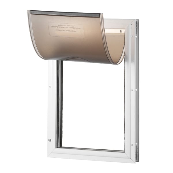 Kattedør, 33,7x50,9 cm, Hvid, Aluminiumsramme med lås og klapsystem