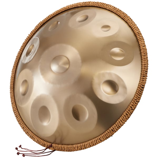 Handpan tromme 55,9x55,9x25 cm gylden, stålinstrument