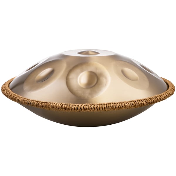 Handpan tromme 55,9x55,9x25 cm gylden, stålinstrument
