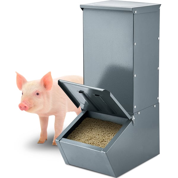 Svinefoderautomat, 49,5x30x75 cm, Stål, Udendørs foderautomat til husdyr