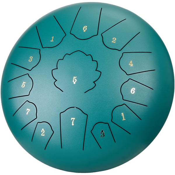 Steel Tongue Drum, 30,5x30,5x15 cm, Grøn, Slaginstrument