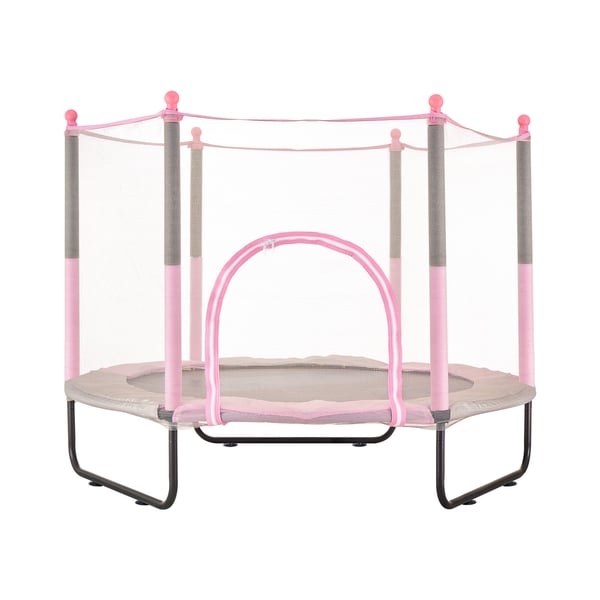 Børnetrampolin, 154,5x121 cm, lyserød, sikkerhedsnet