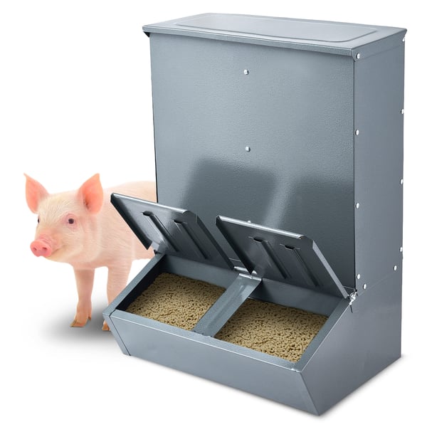 Svinefoderautomat, 60x50x84 cm, Stål, Udendørs foderautomat til husdyr