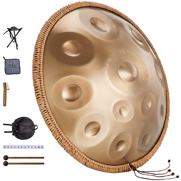 Handpan-trumma 55,9x55,9x25 cm Guld, Stålinstrument