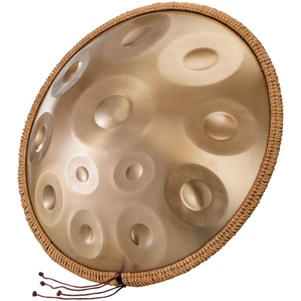 Handpan tromme 55,9x55,9x25 cm gylden, stålinstrument