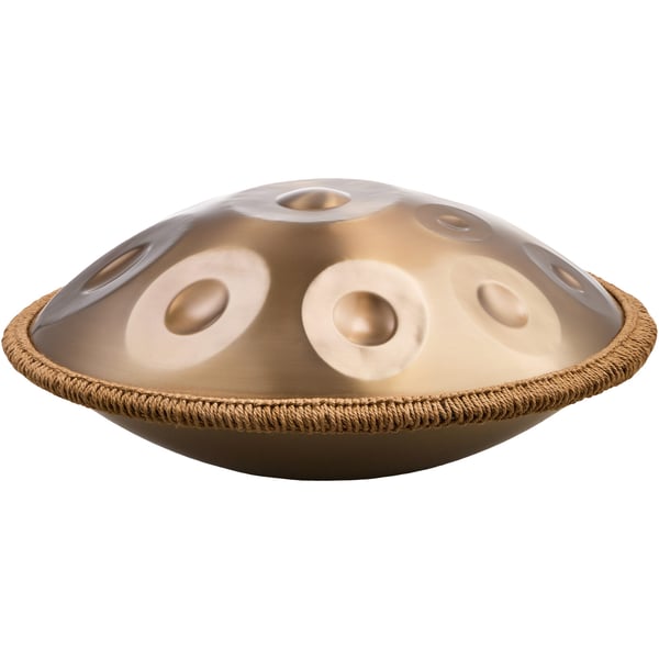 Handpan tromme 55,9x55,9x25 cm gylden, stålinstrument
