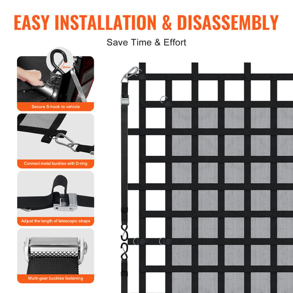 Lastnet, 244x206 cm, Kraftig, Polyester, Lastbilopbevaring