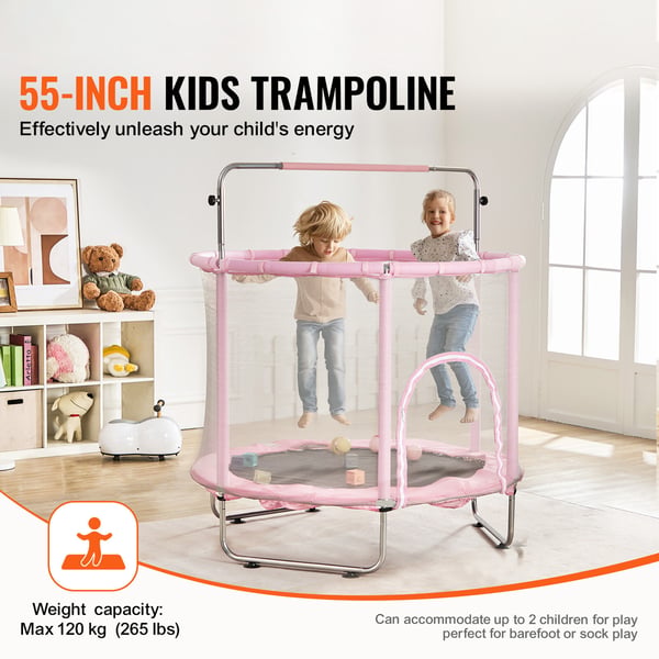 Børnetrampolin, 147x154-169 cm, pink