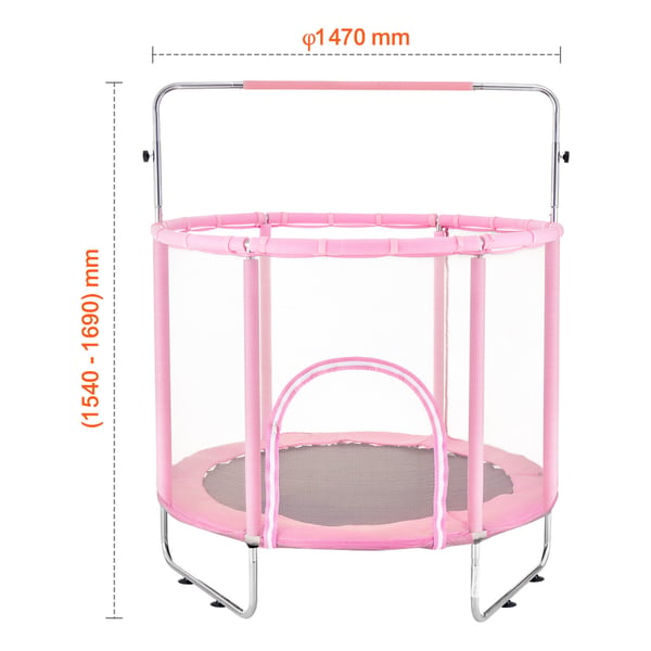 Børnetrampolin, 147x154-169 cm, pink