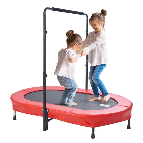Børnetrampolin, 143,5x97x96,5-128,5 cm, Rød, Sammenklappelig