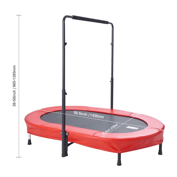 Børnetrampolin, 143,5x97x96,5-128,5 cm, Rød, Sammenklappelig