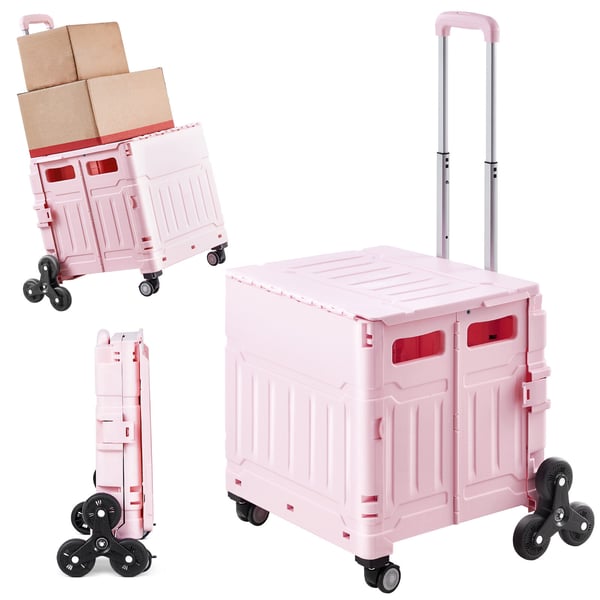 Verktygsvagn, 65L hopfällbar trappklättrande vagn, 51,2x48x89,7 cm, rosa Verktygsvagn, 65L hopfällbar trappklättrande vagn, 51,2x48x89,7 cm, rosa