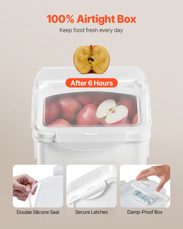 Ruokasäilytysastia, 36x22,5x44,5 cm, ilmatiivis, muovi