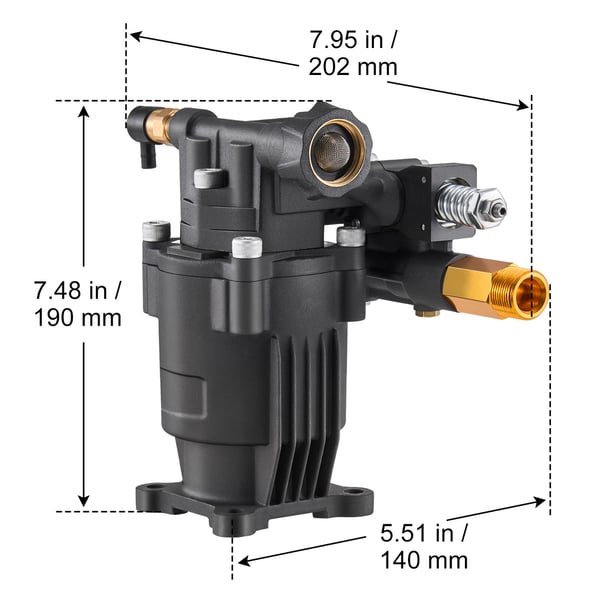 Højtryksrenserpumpe, 19mm aksel, 241 bar, 9,5 L/min, aluminium