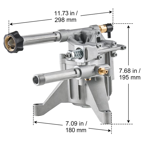 Højtryksrenserpumpe, 22mm aksel vertikal, 214 bar, 9,5 L/min, aluminium