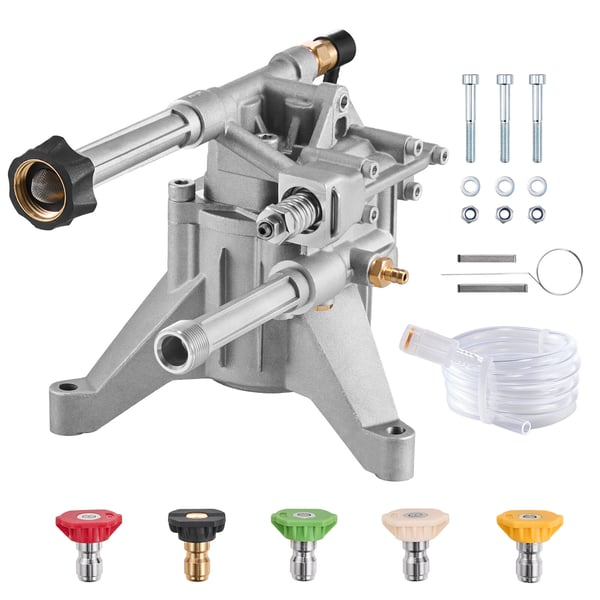 Højtryksrenserpumpe, 22mm aksel vertikal, 214 bar, 9,5 L/min, aluminium