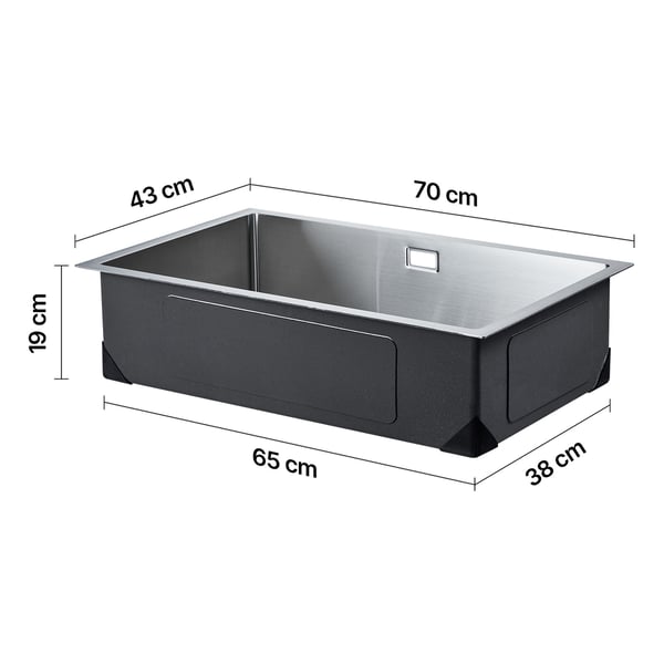 Keittiön pesuallas työaseman kanssa, 70x43x19 cm, ruostumaton teräs