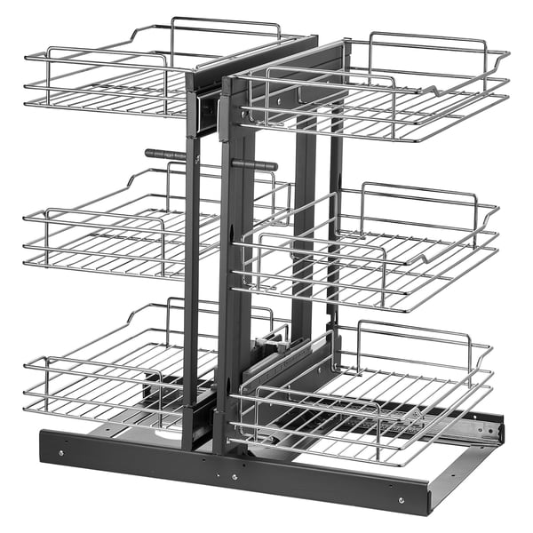 Keittiökaapin järjestäjä, 3-tasoinen 6-hyllyinen ulosvedettävä, 605x455x630 mm, kromi, hiiliteräs säilytys