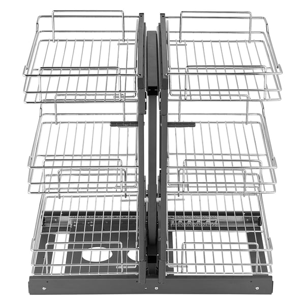 Keittiökaapin järjestäjä, 3-tasoinen 6-hyllyinen ulosvedettävä, 605x455x630 mm, kromi, hiiliteräs säilytys