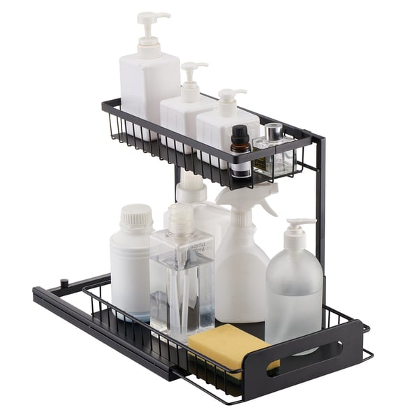 Skabsorganisator, 2-lags udtrækkelig under vask-organisator, 27x36x28 cm, Opbevaring
