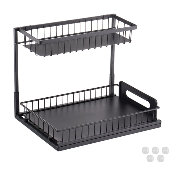 Skabsorganisator, 2-lags udtrækkelig under vask-organisator, 27x36x28 cm, Opbevaring