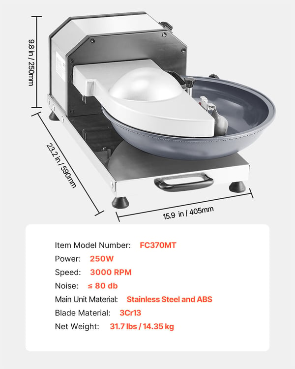 Foodprocessor, 59x40,5x25 cm, rustfrit stål