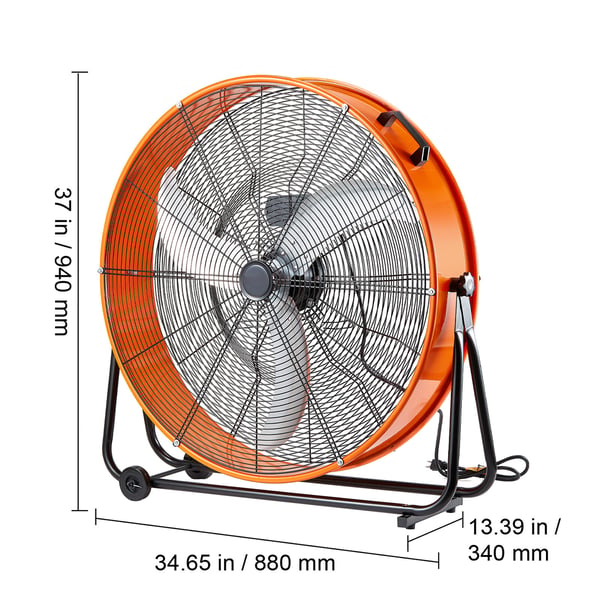 Industriel gulvventilator, 88x34x94 cm, justerbar, kraftig