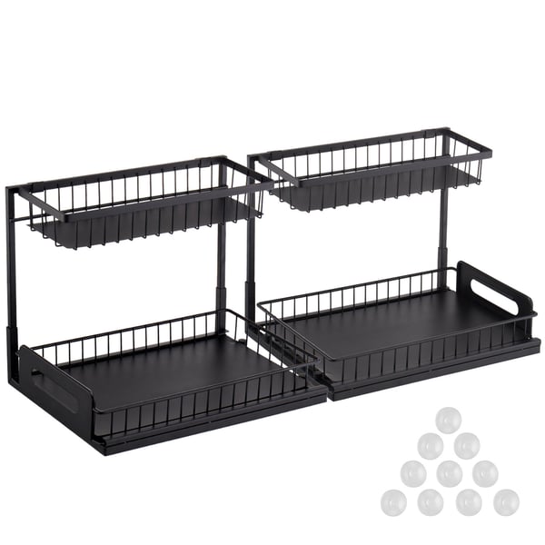 Skabsorganisator, 2 niveauer udtræk, 25,5x15,5x13 cm, Opbevaring, Metal