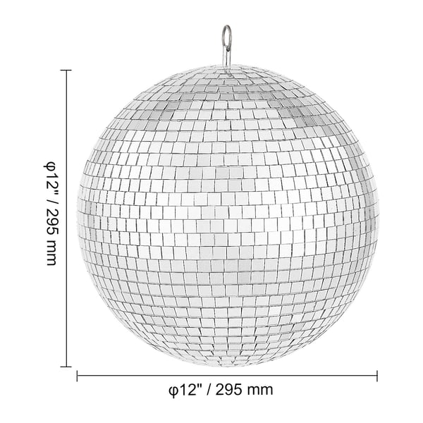 Diskokugle, 30 cm, Sølv, Glas