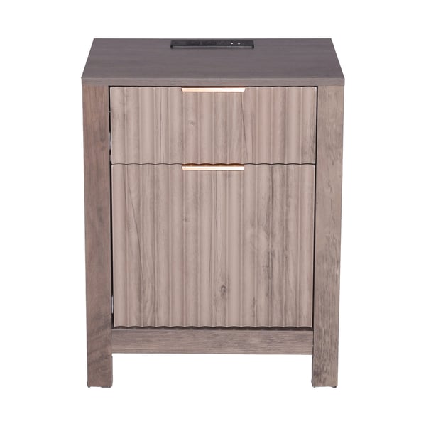 Sivupöytäsarja, neliönmuotoinen yöpöytä säilytyksellä ja USB:llä, 63.5x50x38.1 cm, harmaa