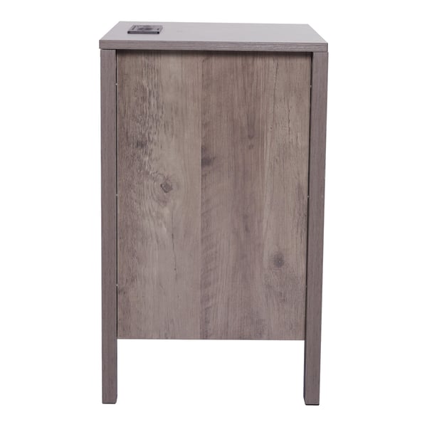 Sivupöytäsarja, neliönmuotoinen yöpöytä säilytyksellä ja USB:llä, 63.5x50x38.1 cm, harmaa