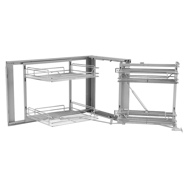 Keittiökaapin järjestäjä, 2-tasoinen 4-hyllyinen sokean kulman ulosvedettävä, 860x535x560 mm, kromi, hiiliteräs säilytys